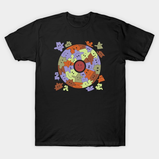 Circle Smiley Face Puzzle Pieces T-Shirt by Suneldesigns